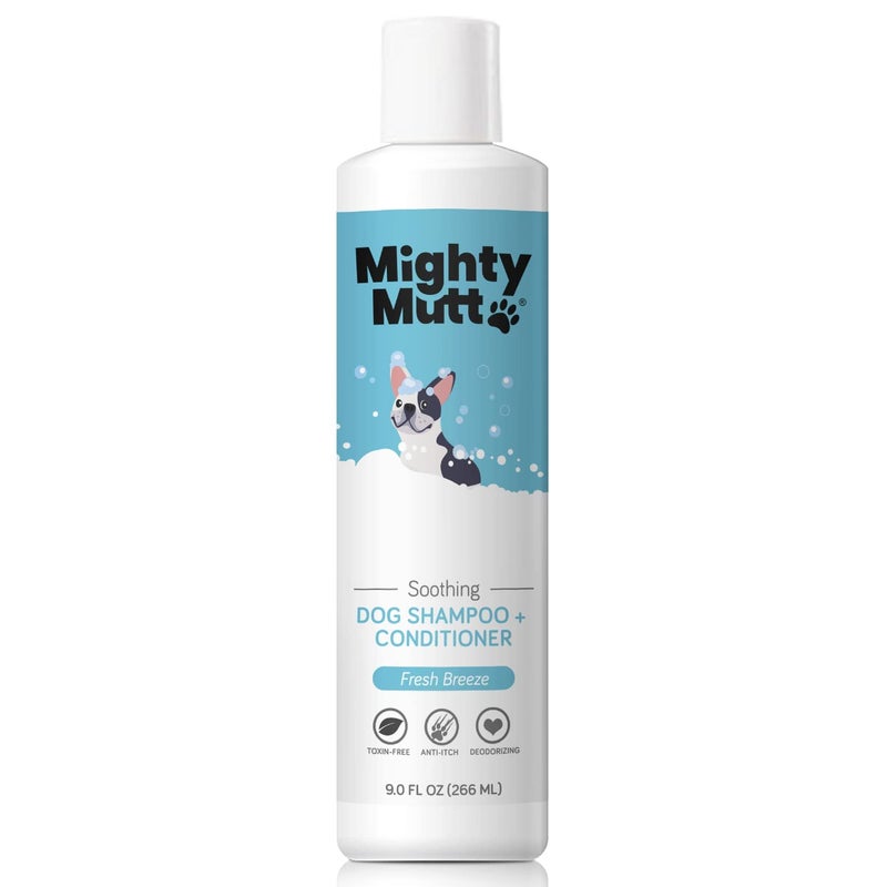 Mighty Mutt Soothing Dog Shampoo and Conditioner â€“ Pet Friendly | Deodorizes Smelly Dogs | Detangles | Natural, Hypoallergenic & Anti-Itch Dog Shampoo Sensitive Skin â€“ Fresh Breeze | 9 fl oz - Image 1